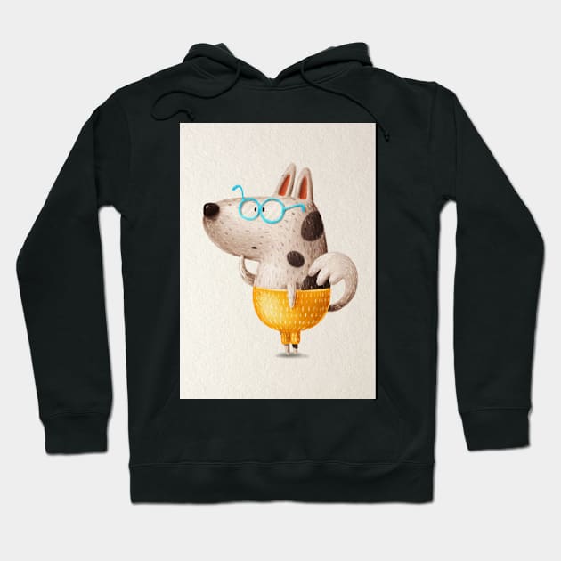 Cute dog in pants and wearing glasses. Hoodie by CaptainPixel